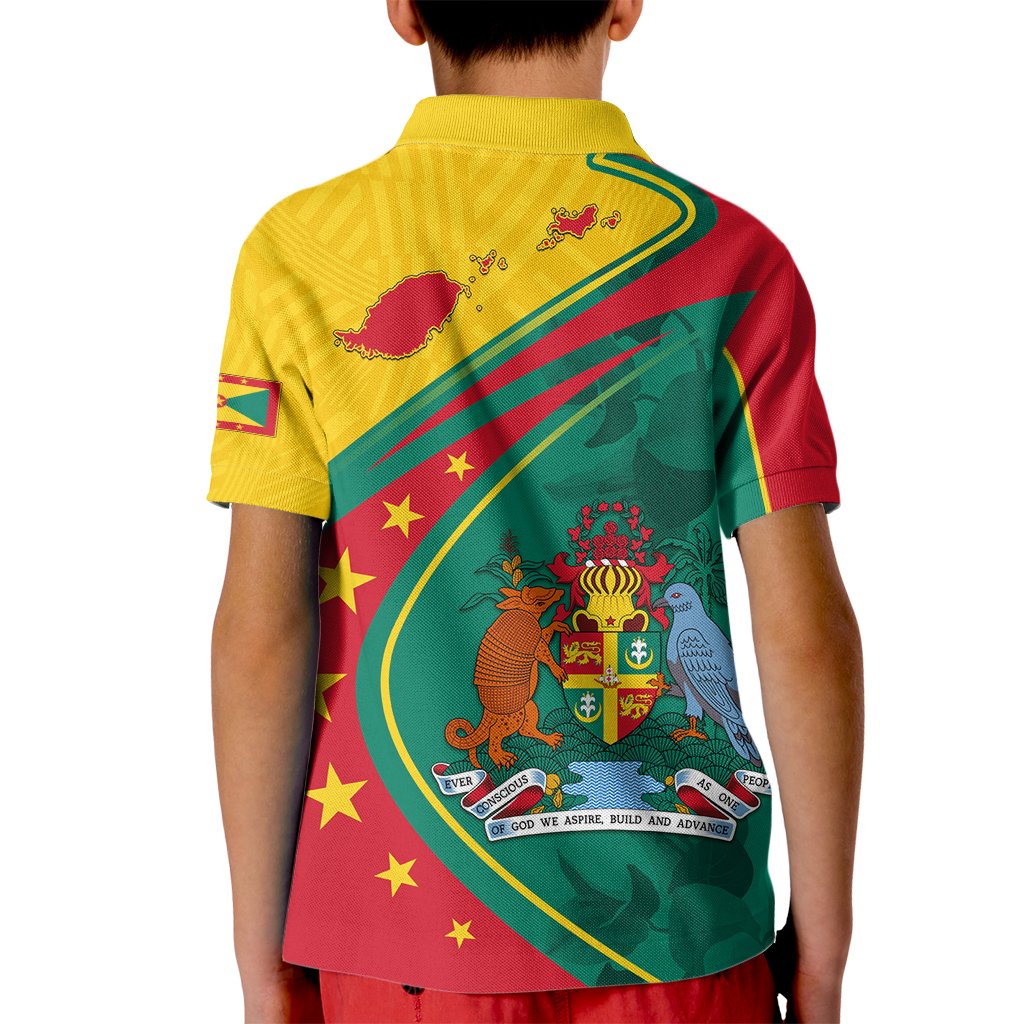 Grenada Kid Polo Shirt Stars and Bougainvillea - Wonder Print Shop