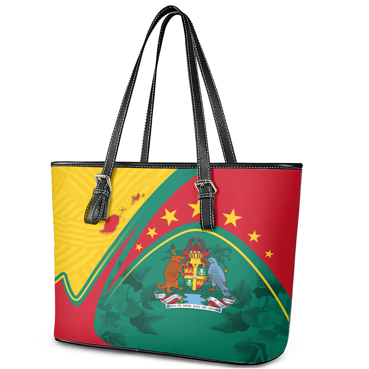 Grenada Leather Tote Bag Stars and Bougainvillea - Wonder Print Shop
