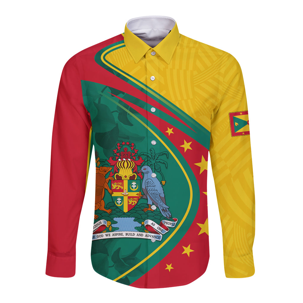 Grenada Long Sleeve Button Shirt Stars and Bougainvillea - Wonder Print Shop