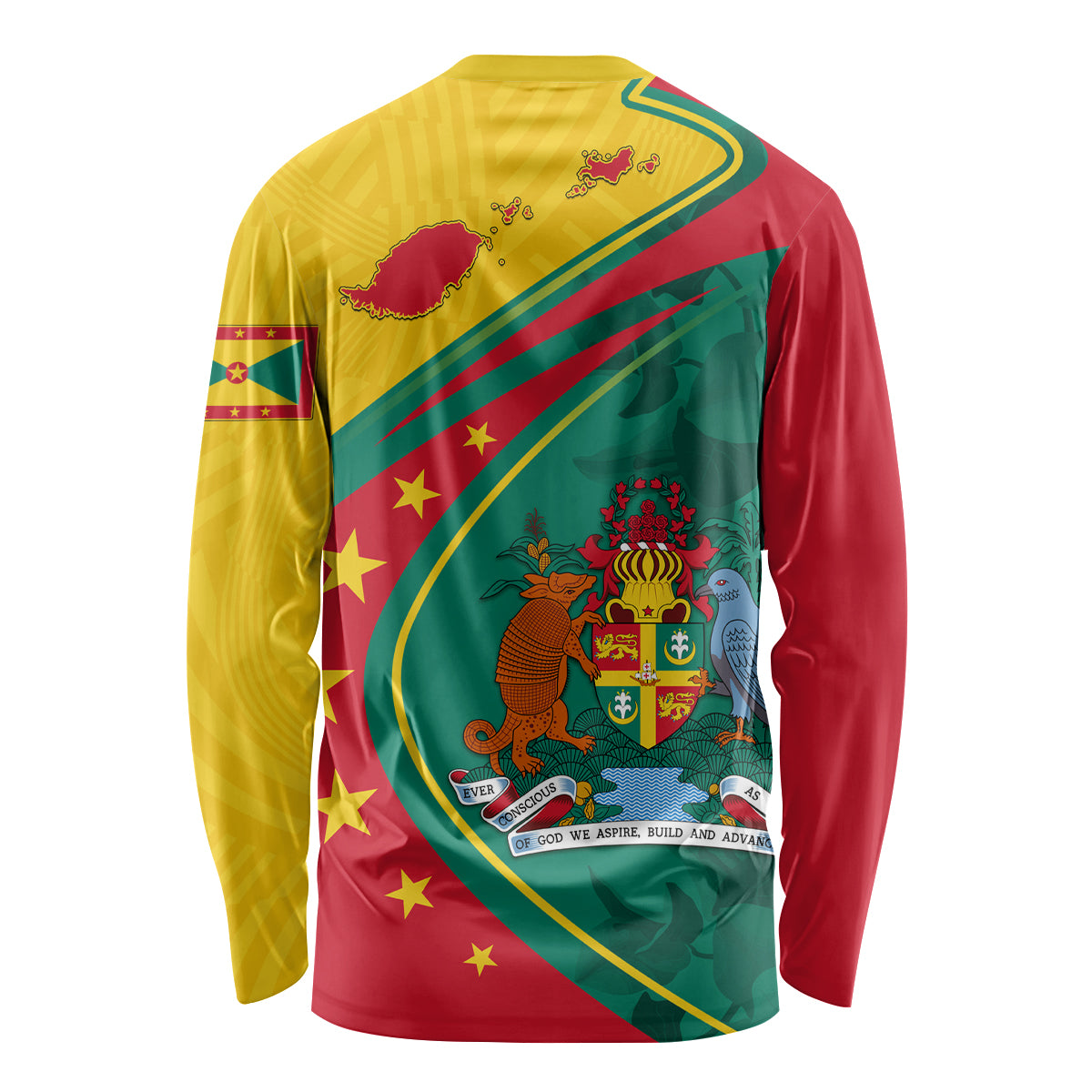 Grenada Long Sleeve Shirt Stars and Bougainvillea - Wonder Print Shop