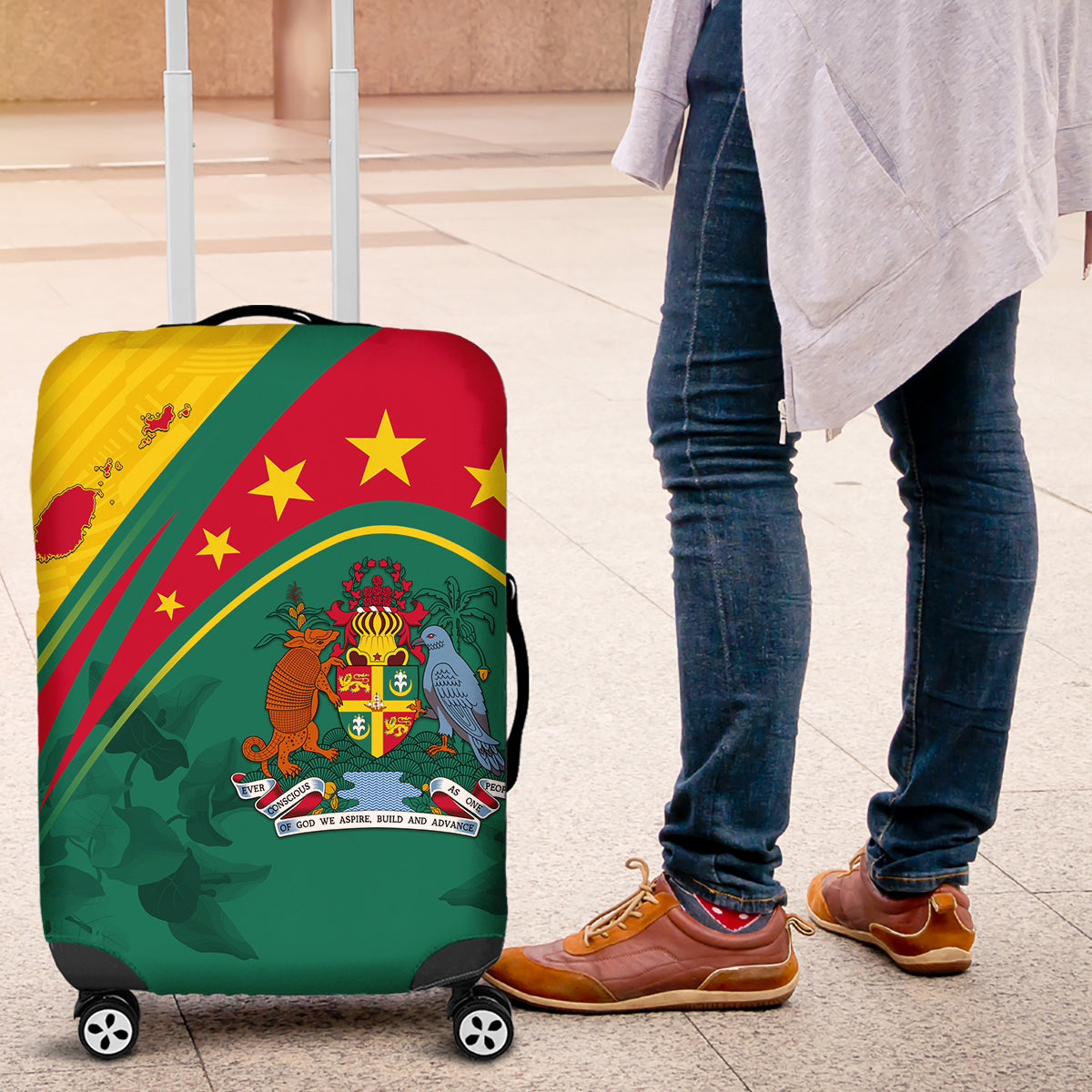 Grenada Luggage Cover Stars and Bougainvillea - Wonder Print Shop