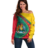 Grenada Off Shoulder Sweater Stars and Bougainvillea - Wonder Print Shop