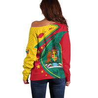 Grenada Off Shoulder Sweater Stars and Bougainvillea - Wonder Print Shop