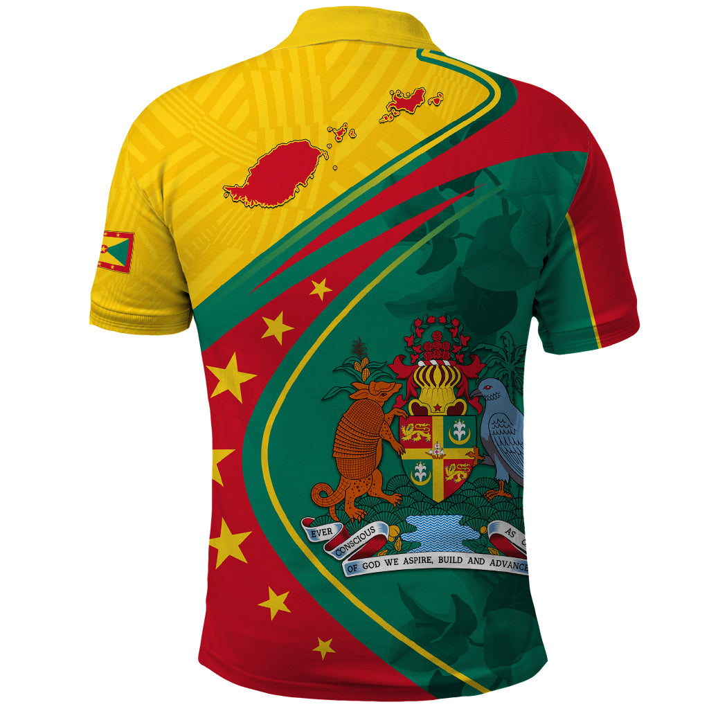 Grenada Polo Shirt Stars and Bougainvillea - Wonder Print Shop