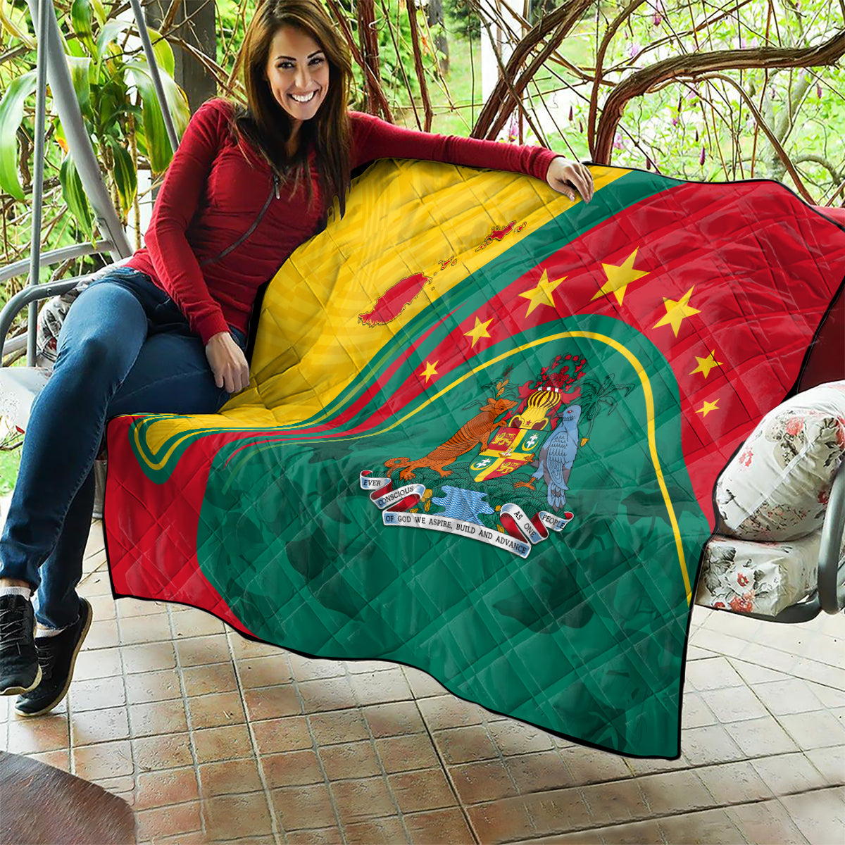 Grenada Quilt Stars and Bougainvillea - Wonder Print Shop