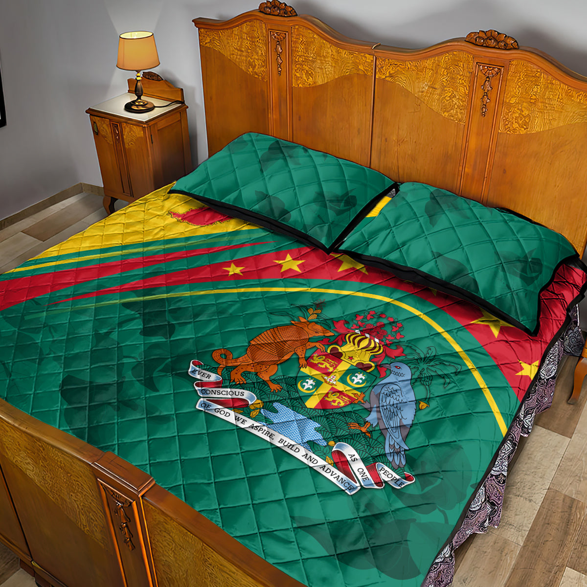 Grenada Quilt Bed Set Stars and Bougainvillea - Wonder Print Shop