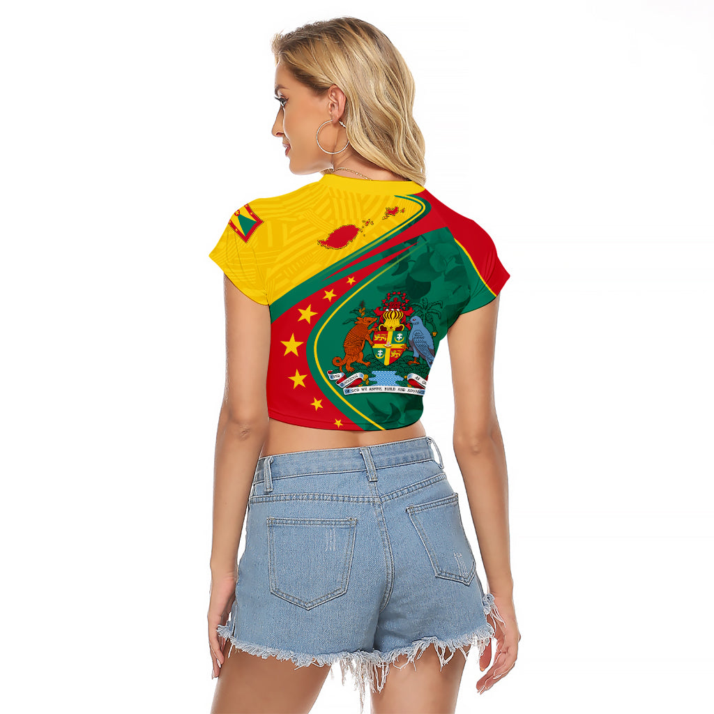 Grenada Raglan Cropped T Shirt Stars and Bougainvillea - Wonder Print Shop