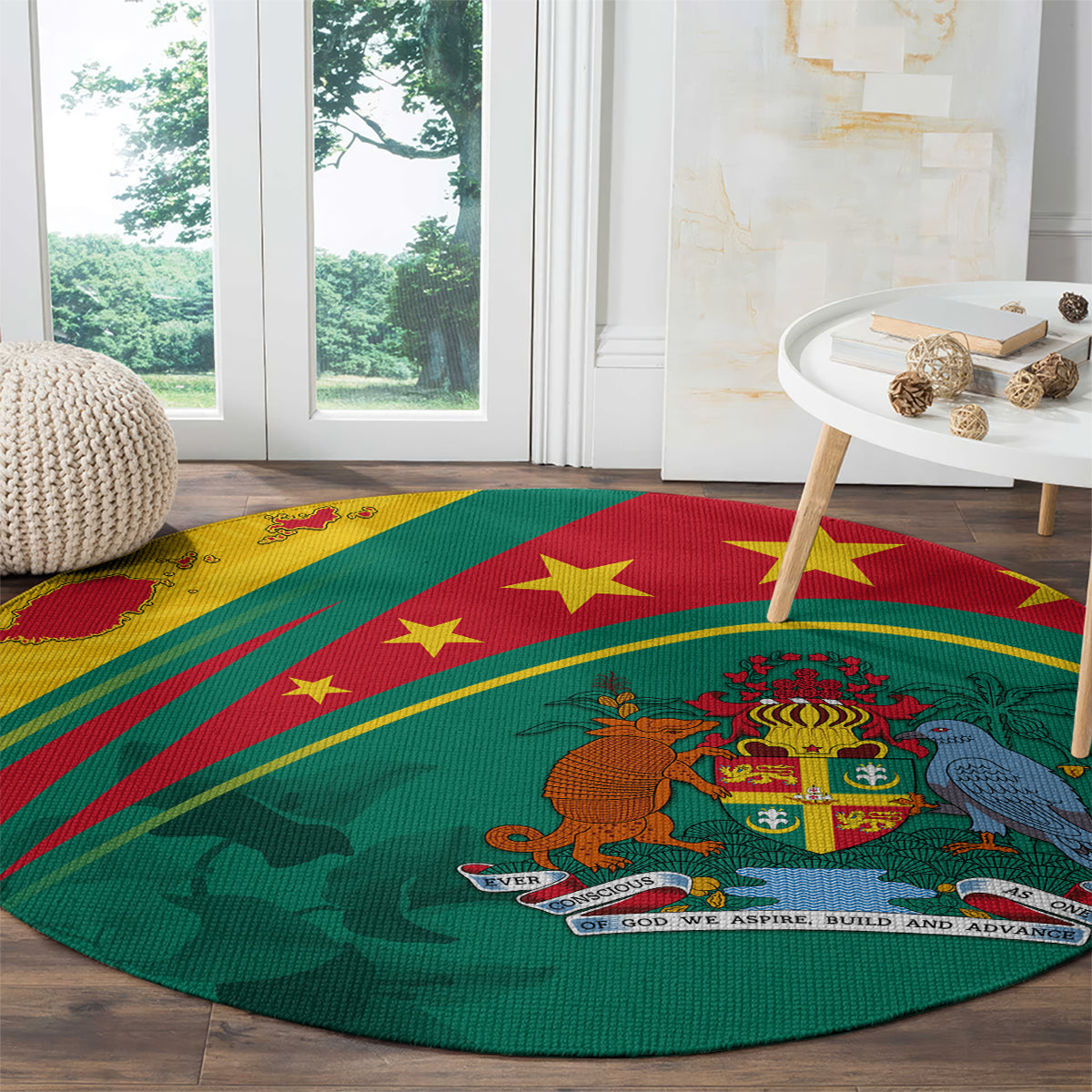 Grenada Round Carpet Stars and Bougainvillea