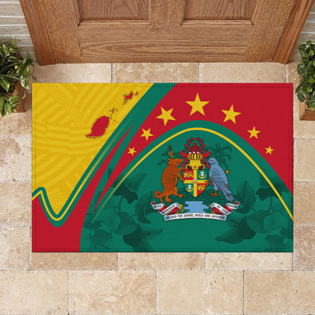 Grenada Rubber Doormat Stars and Bougainvillea - Wonder Print Shop