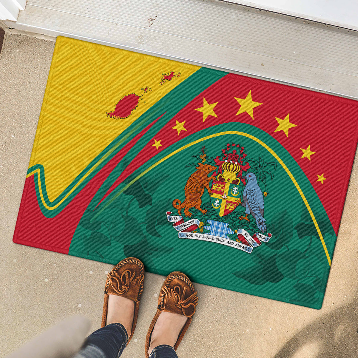 Grenada Rubber Doormat Stars and Bougainvillea - Wonder Print Shop