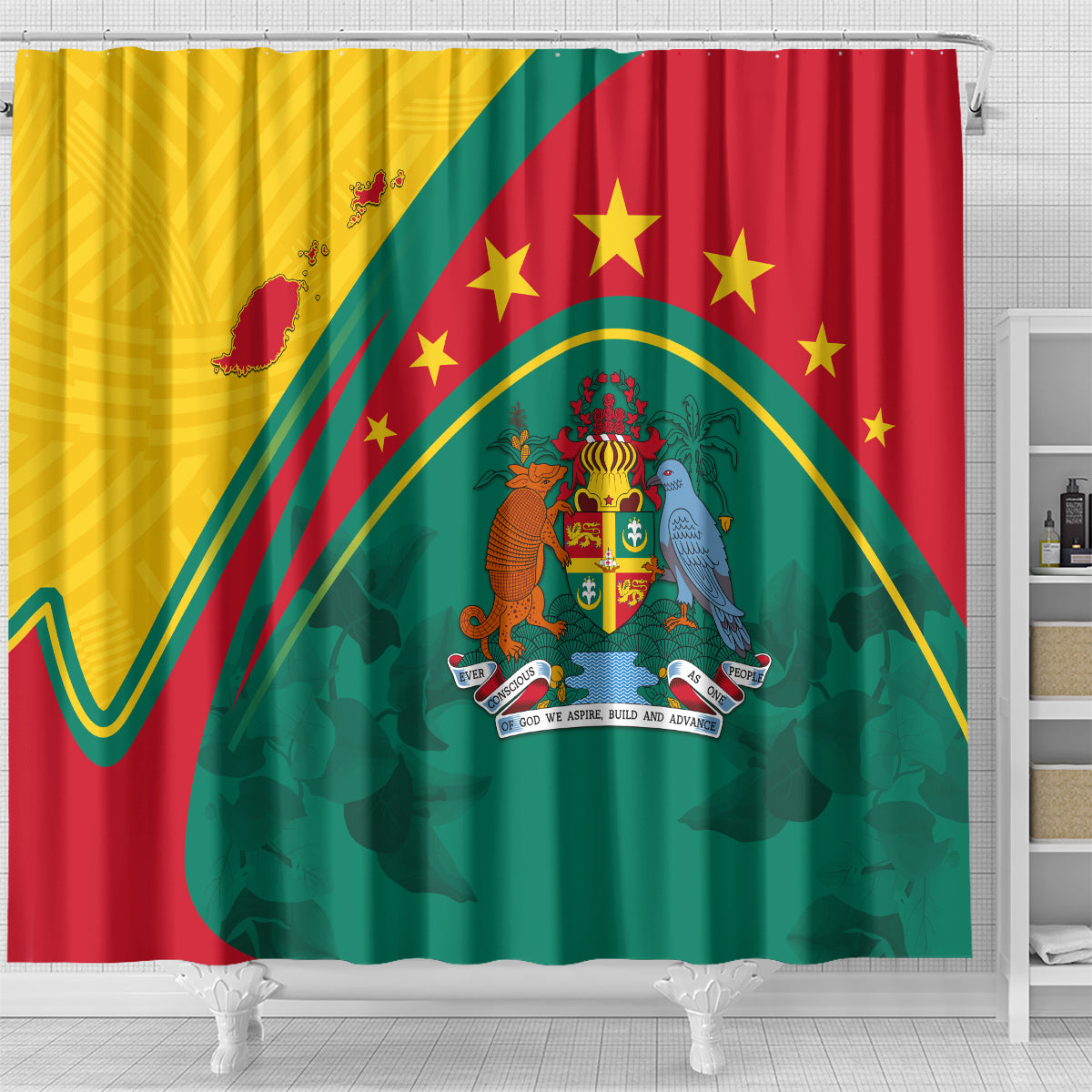 Grenada Shower Curtain Stars and Bougainvillea