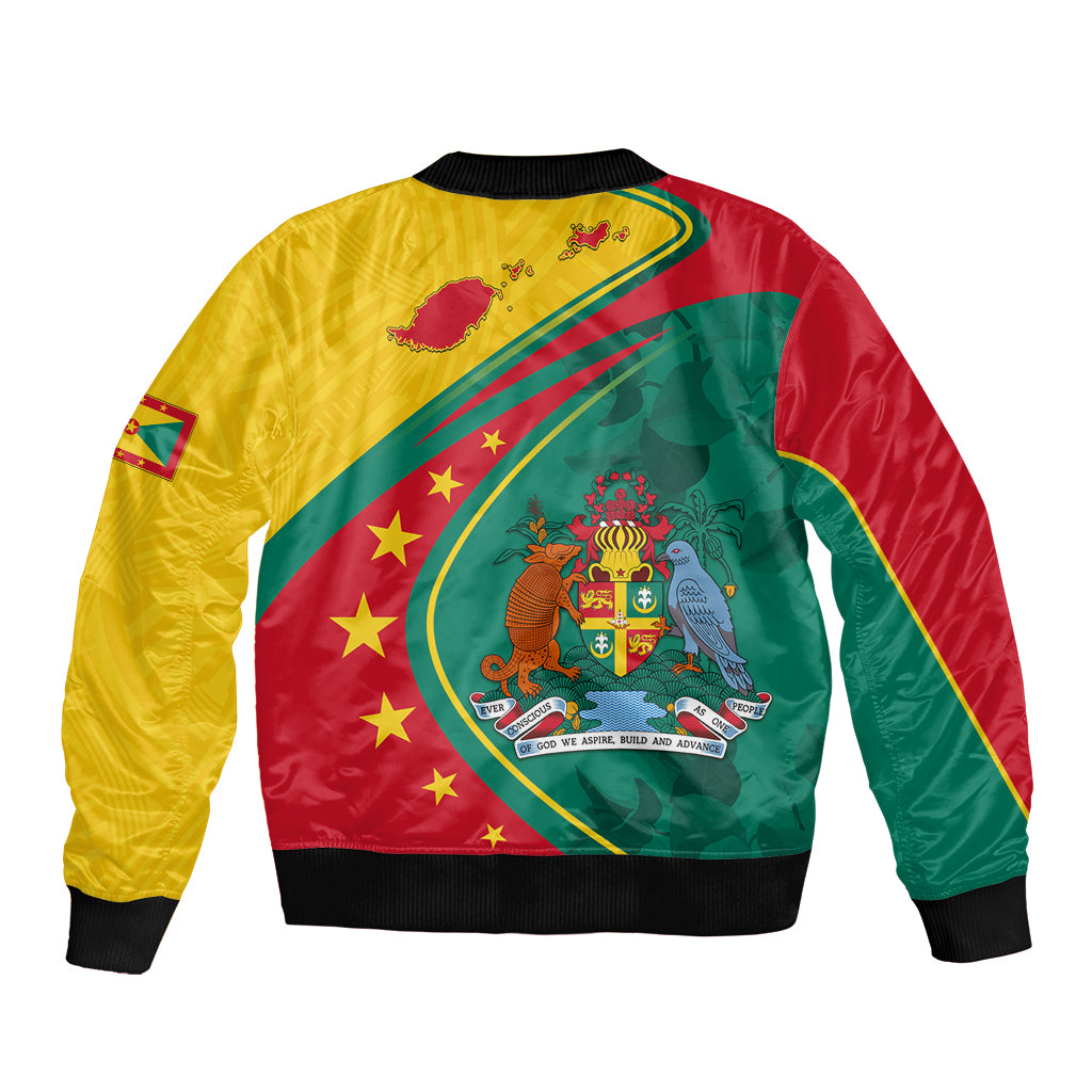 Grenada Sleeve Zip Bomber Jacket Stars and Bougainvillea - Wonder Print Shop