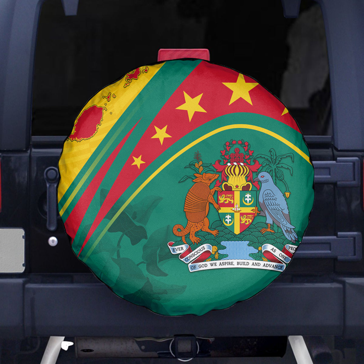 Grenada Spare Tire Cover Stars and Bougainvillea - Wonder Print Shop