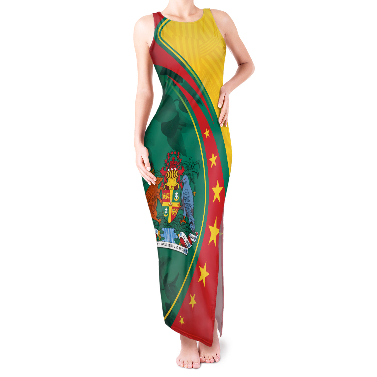 Grenada Tank Maxi Dress Stars and Bougainvillea - Wonder Print Shop
