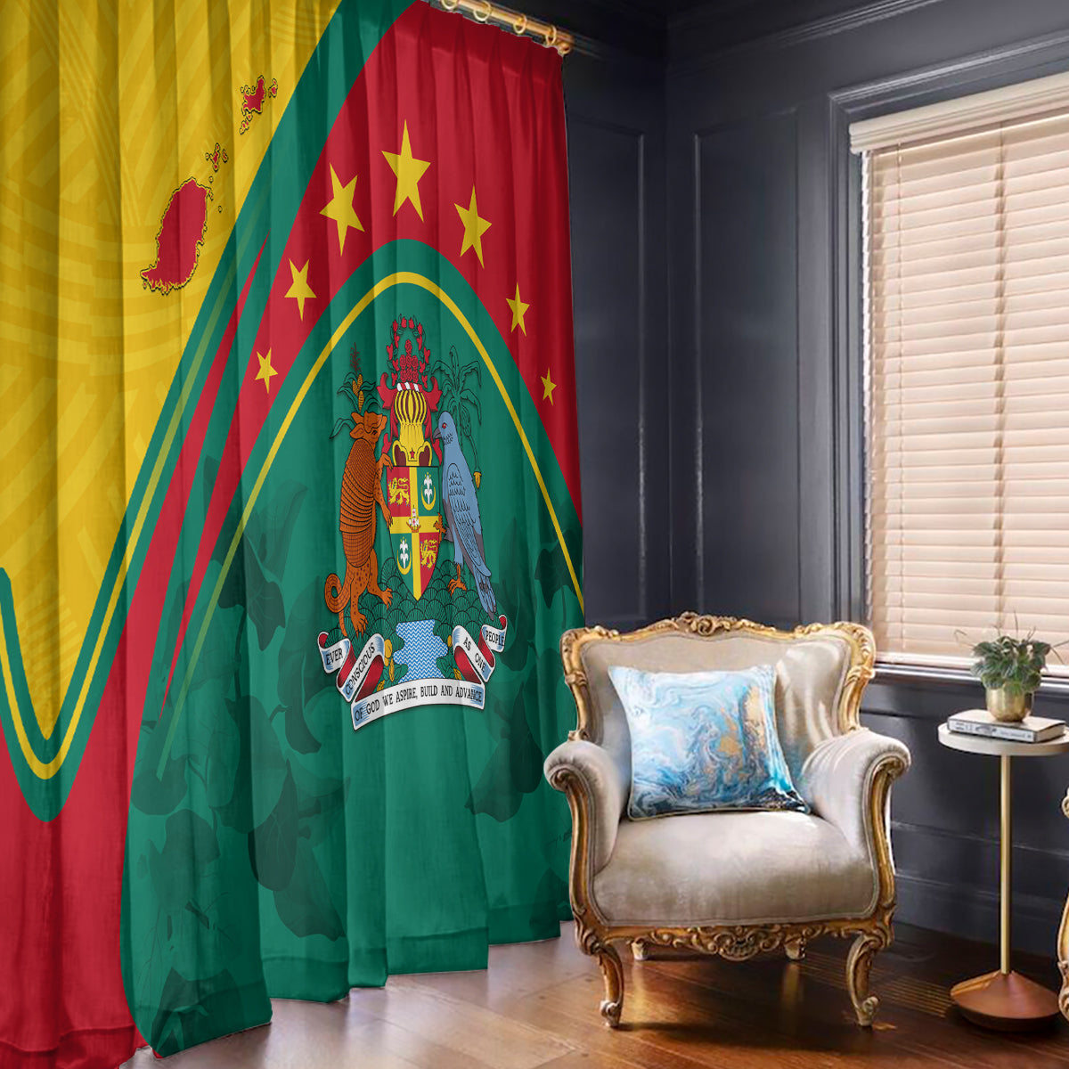 Grenada Window Curtain Stars and Bougainvillea - Wonder Print Shop