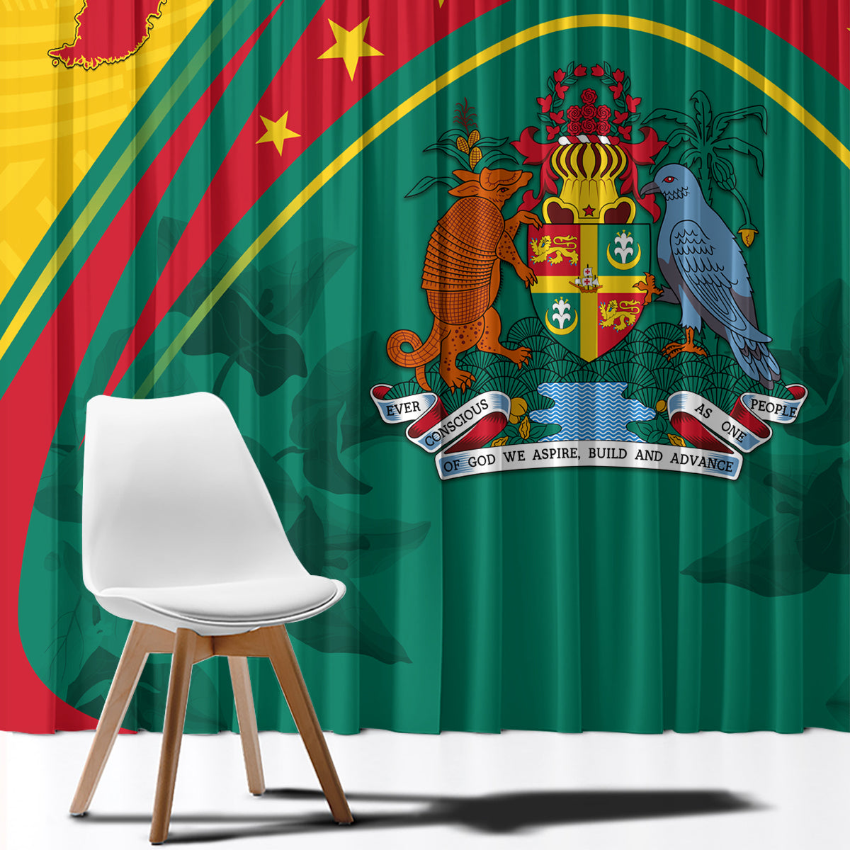 Grenada Window Curtain Stars and Bougainvillea - Wonder Print Shop