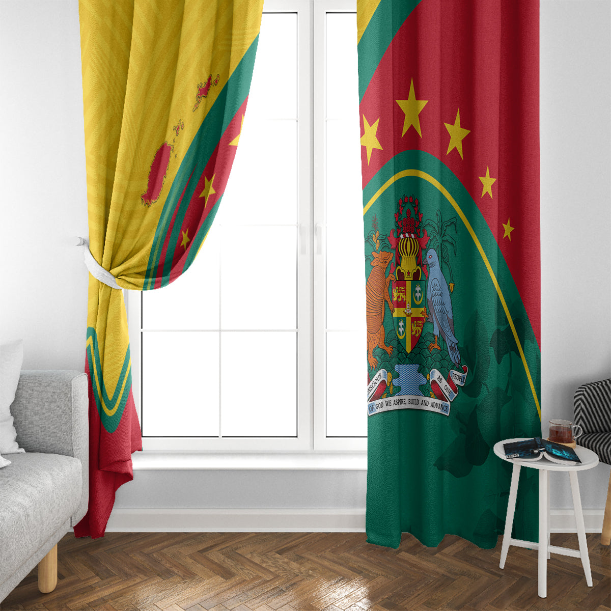Grenada Window Curtain Stars and Bougainvillea - Wonder Print Shop