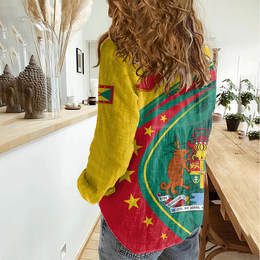 Grenada Women Casual Shirt Stars and Bougainvillea - Wonder Print Shop