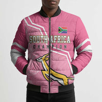 Personalized South Africa WC2026 Bomber Puffer Jacket Springboks Special Pink