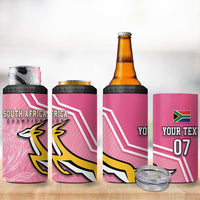 Personalized South Africa WC2026 4 in 1 Can Cooler Tumbler Springboks Special Pink