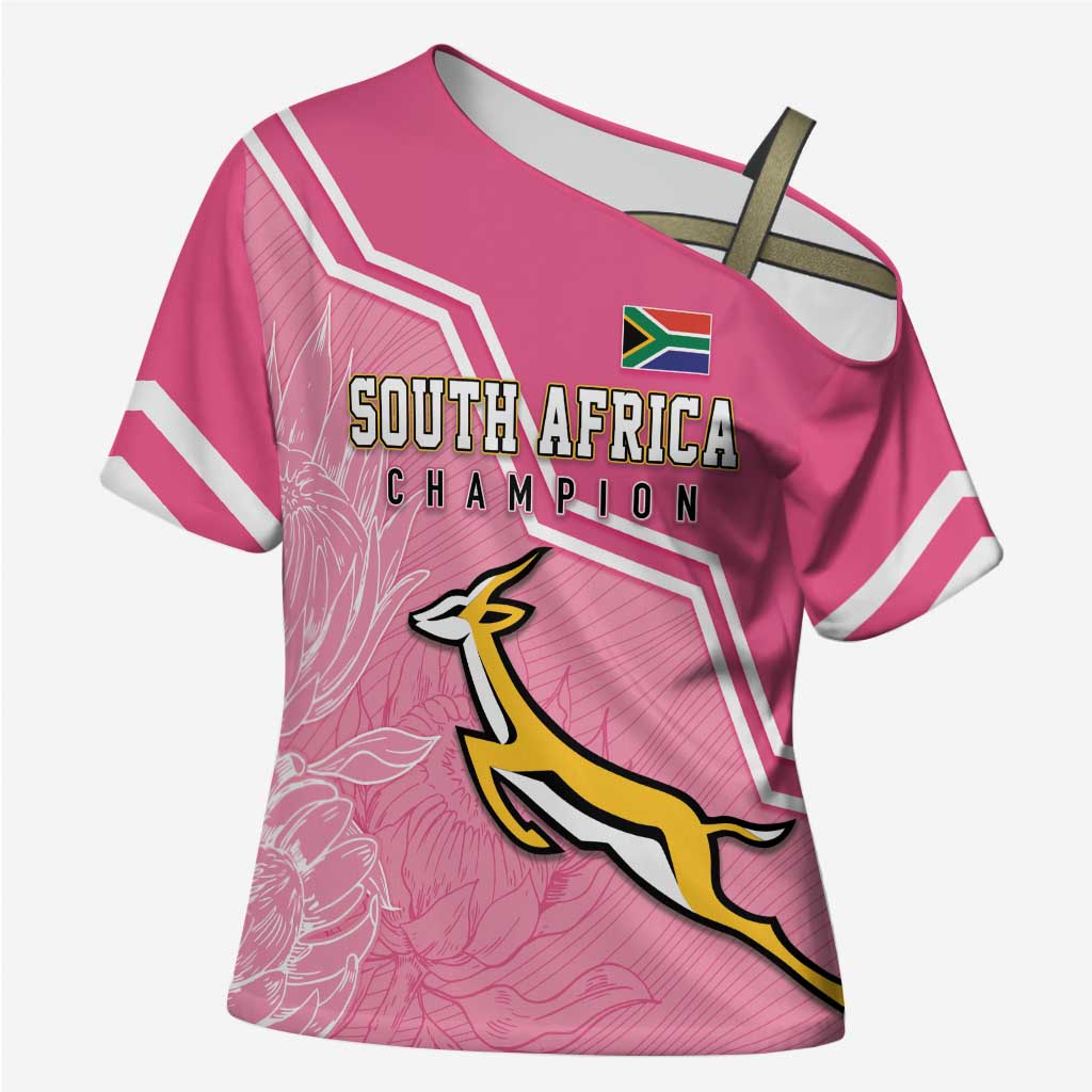 Personalized South Africa WC2026 Cross Shoulder Shirt Springboks Special Pink
