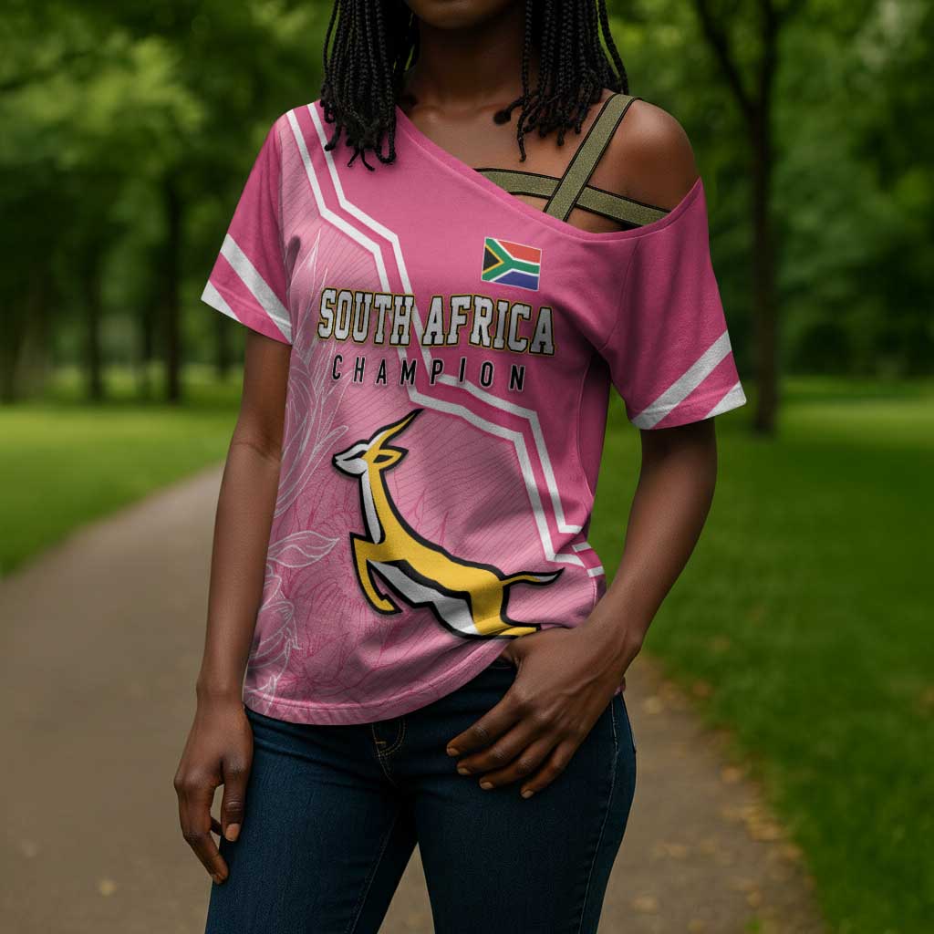 Personalized South Africa WC2026 Cross Shoulder Shirt Springboks Special Pink