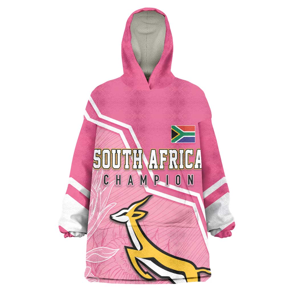 Personalized South Africa WC2026 Kid Wearable Blanket Hoodie Springboks Special Pink