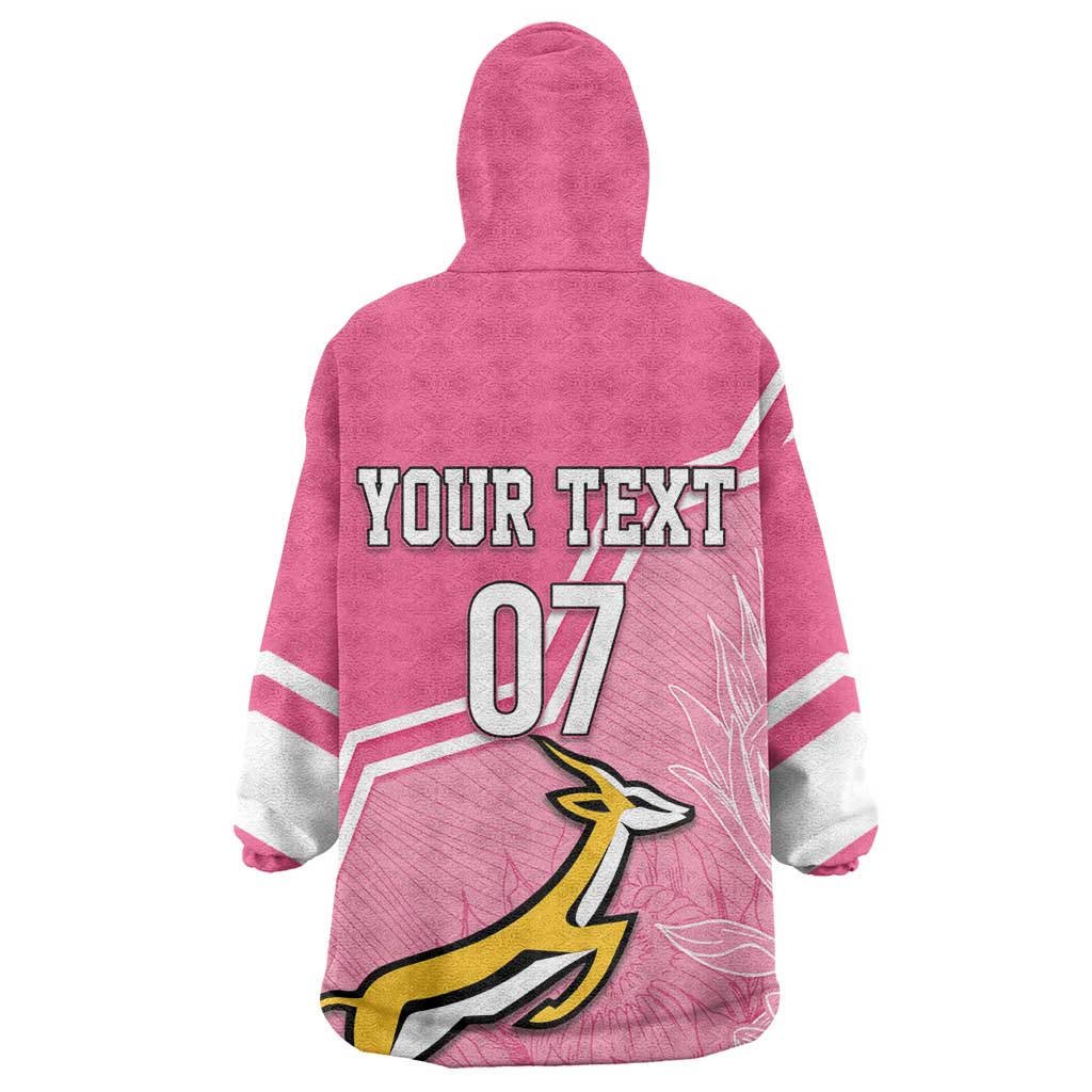 Personalized South Africa WC2026 Kid Wearable Blanket Hoodie Springboks Special Pink