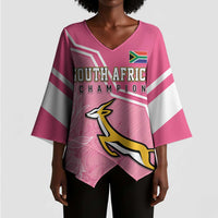 Personalized South Africa WC2026 Kimono Sleeve Blouse Springboks Special Pink