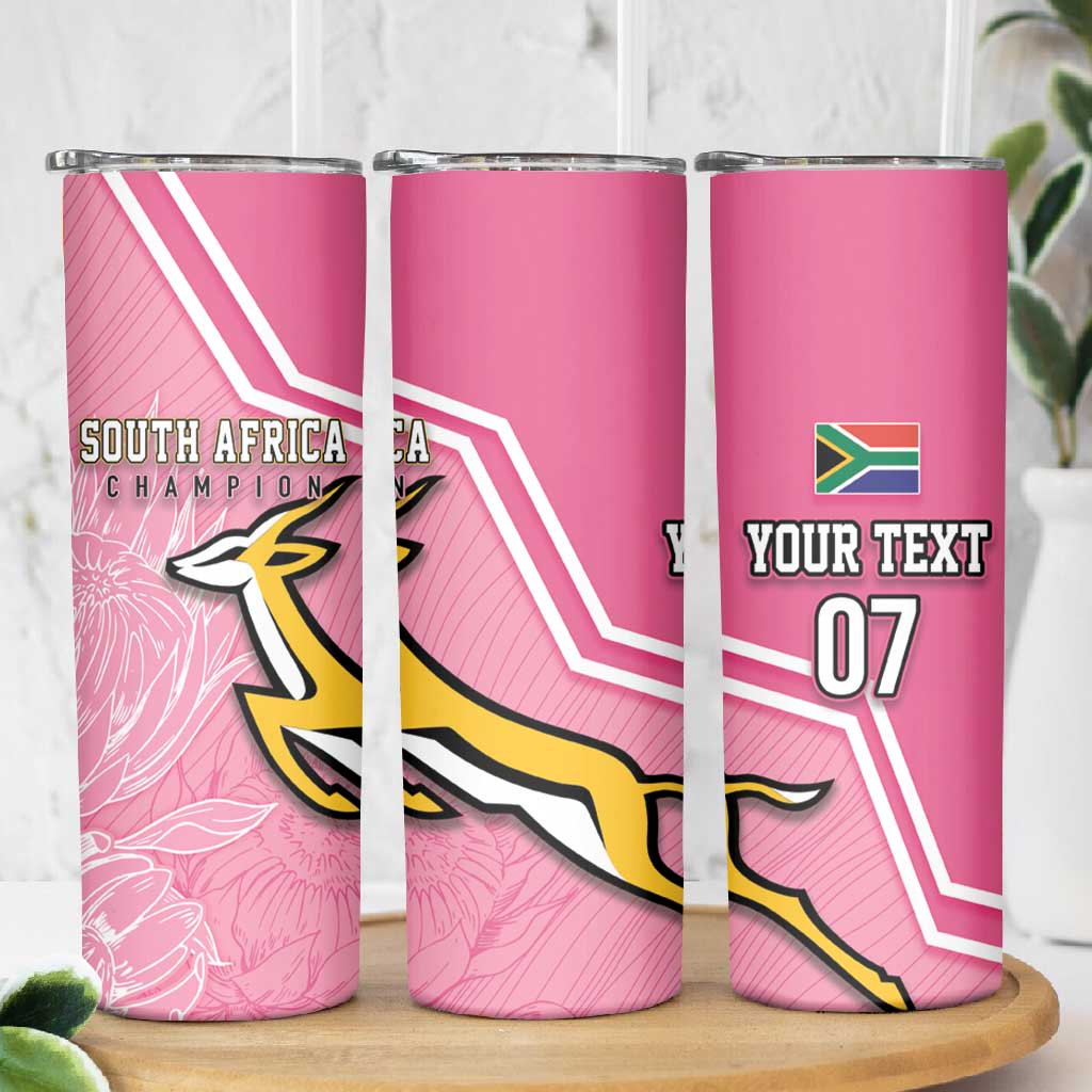 Personalized South Africa WC2026 Skinny Tumbler Springboks Special Pink