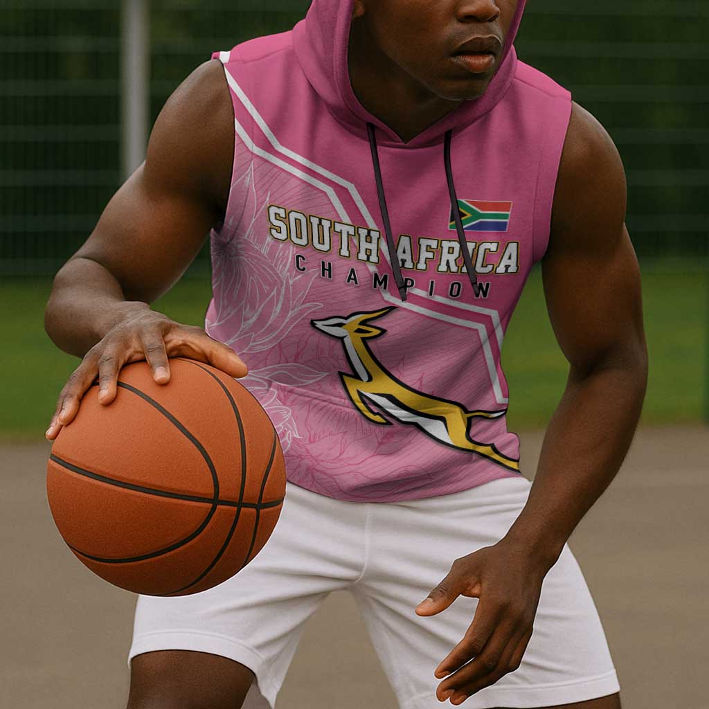 Personalized South Africa WC2026 Sleeveless Hoodie Springboks Special Pink