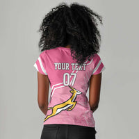 Personalized South Africa WC2026 Women V-Neck T-Shirt Springboks Special Pink