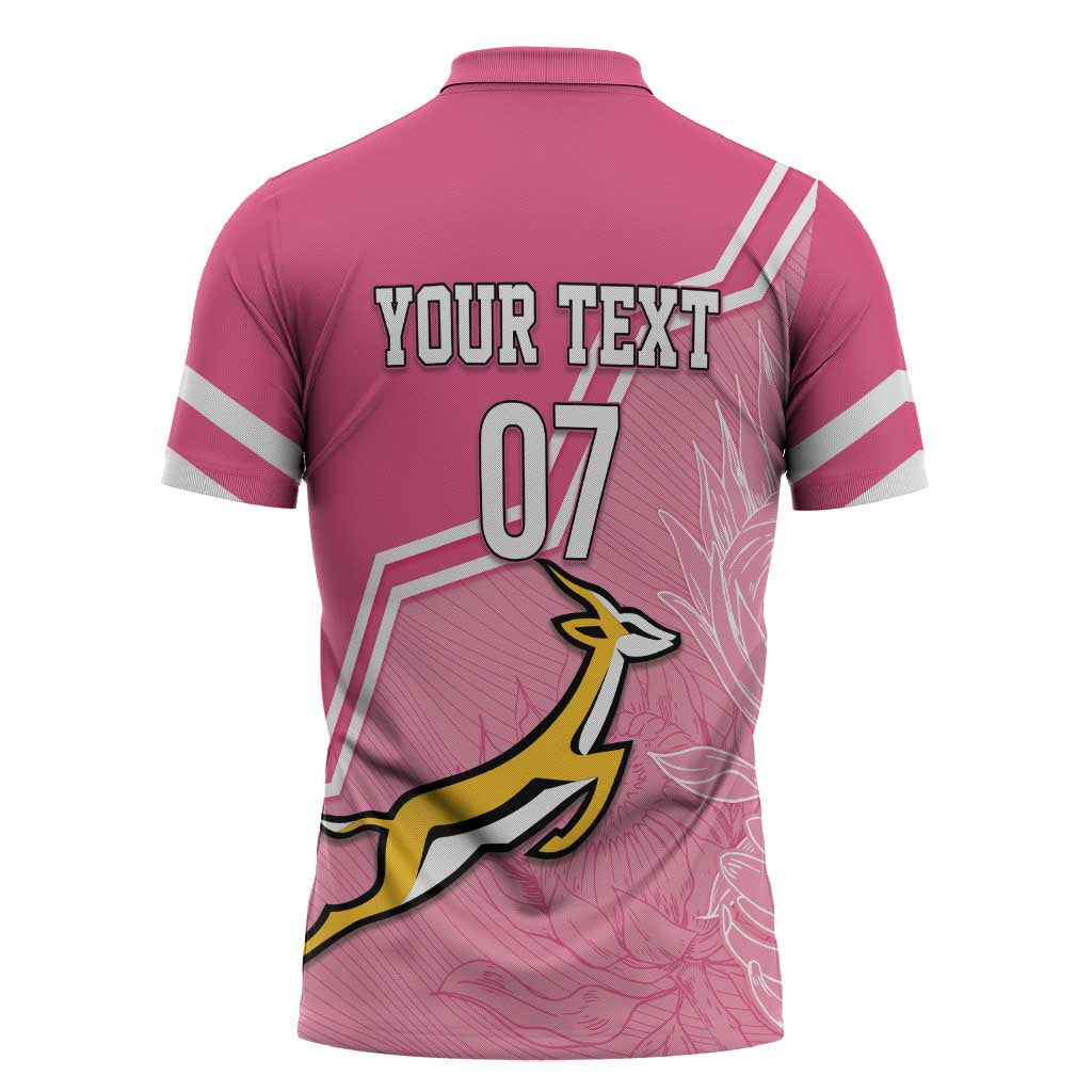 Personalized South Africa WC2026 Zipper Polo Shirt Springboks Special Pink