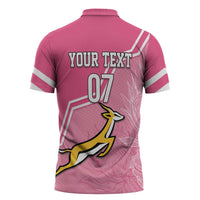 Personalized South Africa WC2026 Zipper Polo Shirt Springboks Special Pink