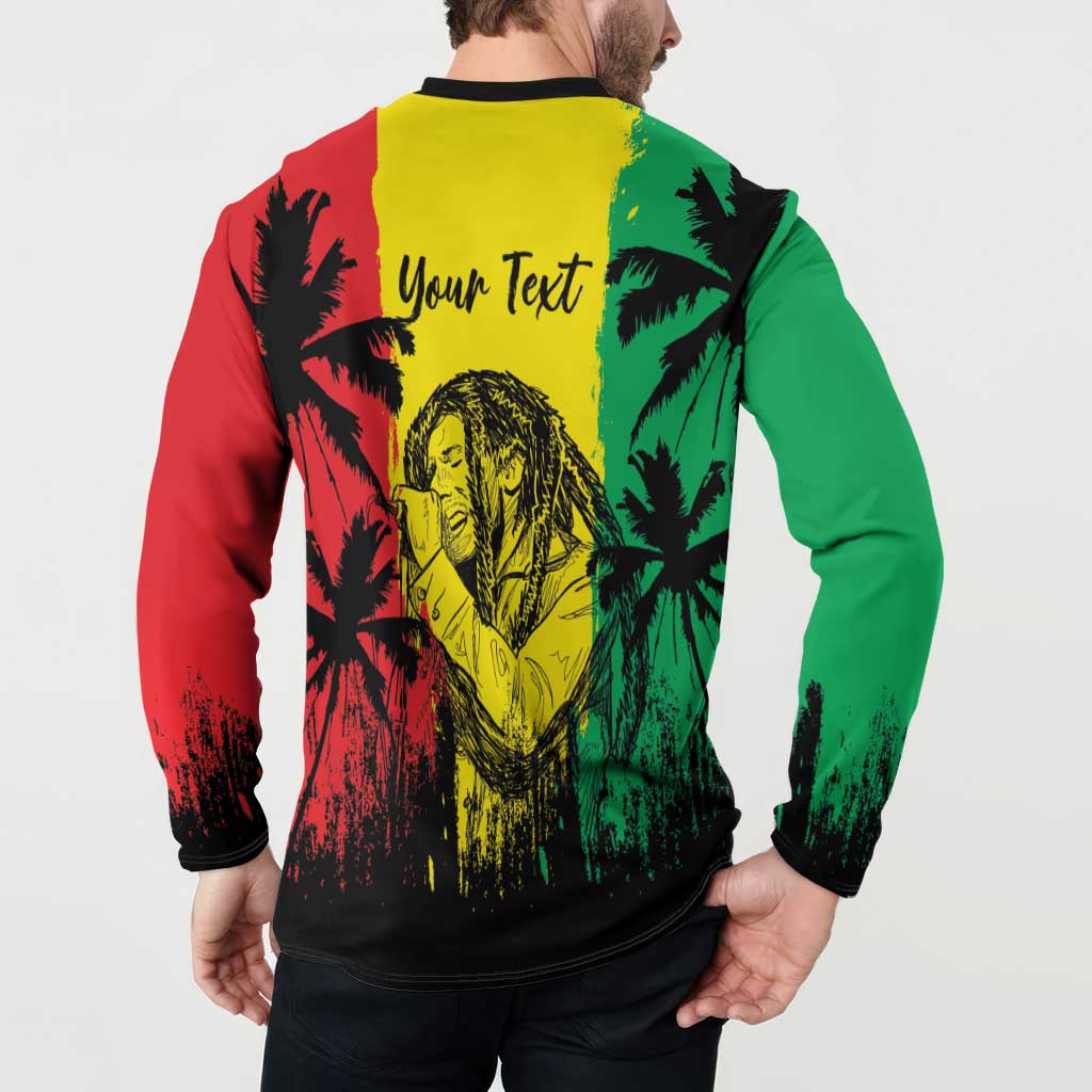 Reggae Soul B.Marley Personalized Button Sweatshirt Tropical Grunge