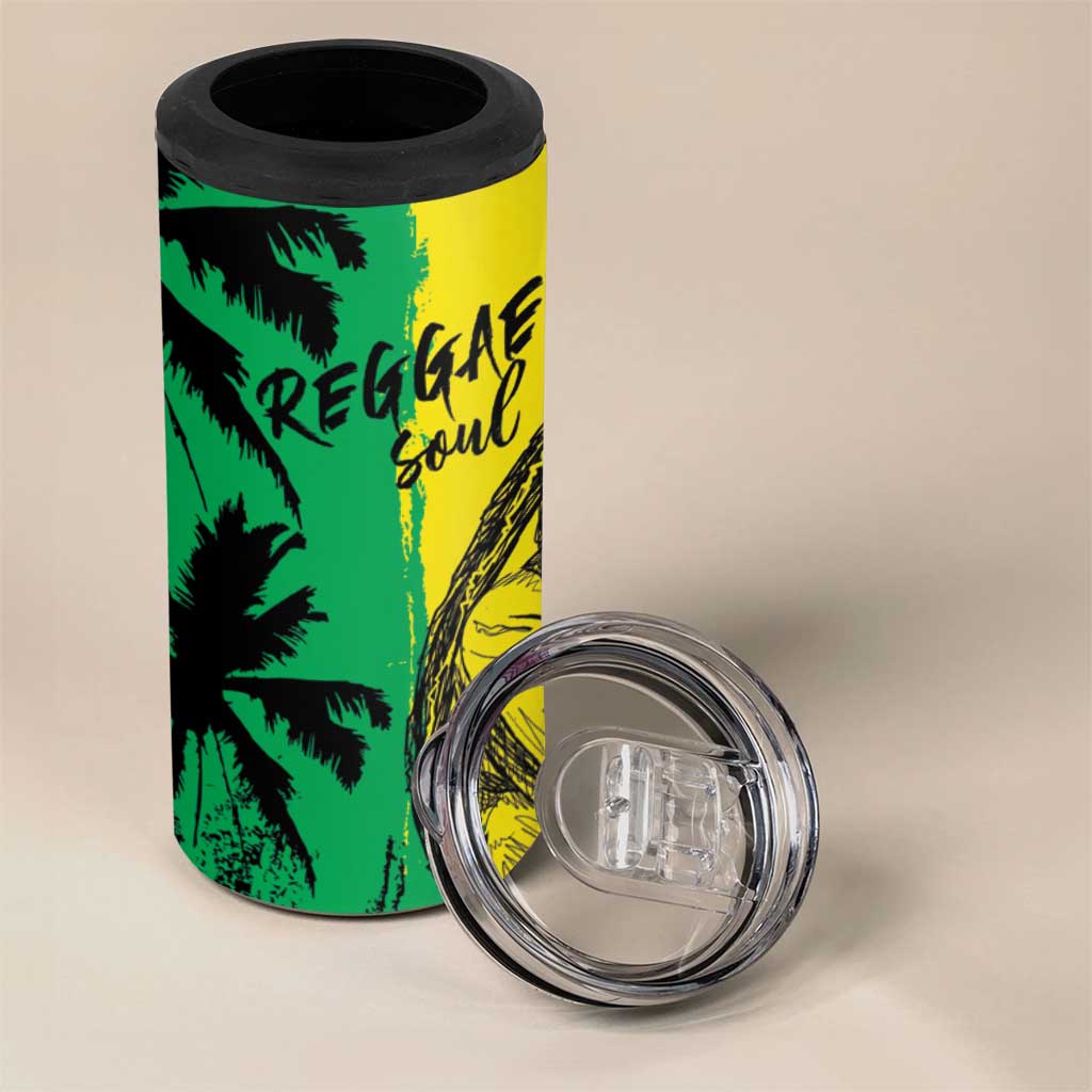 Reggae Soul B.Marley Personalized 4 in 1 Can Cooler Tumbler Tropical Grunge