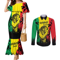Reggae Soul B.Marley Personalized Couples Matching Mermaid Dress and Long Sleeve Button Shirt Tropical Grunge