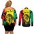 Reggae Soul B.Marley Personalized Couples Matching Off Shoulder Short Dress and Long Sleeve Button Shirt Tropical Grunge