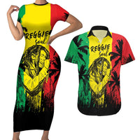 Reggae Soul B.Marley Personalized Couples Matching Short Sleeve Bodycon Dress and Hawaiian Shirt Tropical Grunge