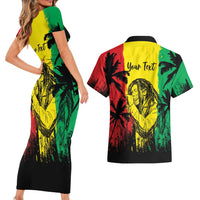 Reggae Soul B.Marley Personalized Couples Matching Short Sleeve Bodycon Dress and Hawaiian Shirt Tropical Grunge