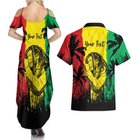 Reggae Soul B.Marley Personalized Couples Matching Summer Maxi Dress and Hawaiian Shirt Tropical Grunge