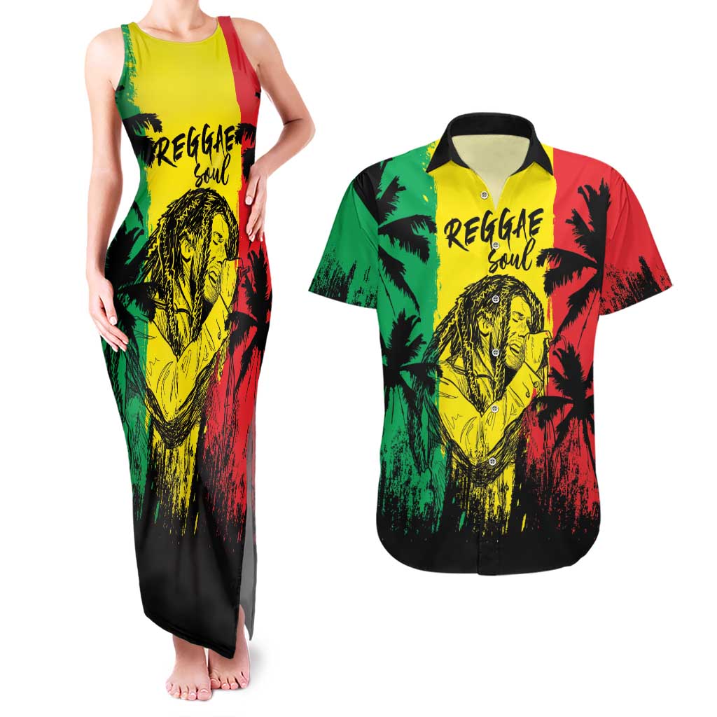 Reggae Soul B.Marley Personalized Couples Matching Tank Maxi Dress and Hawaiian Shirt Tropical Grunge