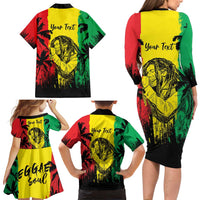 Reggae Soul B.Marley Personalized Family Matching Long Sleeve Bodycon Dress and Hawaiian Shirt Tropical Grunge