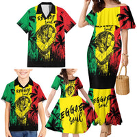 Reggae Soul B.Marley Personalized Family Matching Mermaid Dress and Hawaiian Shirt Tropical Grunge
