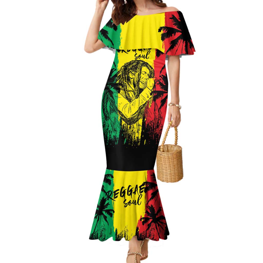 Reggae Soul B.Marley Personalized Family Matching Mermaid Dress and Hawaiian Shirt Tropical Grunge