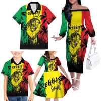 Reggae Soul B.Marley Personalized Family Matching Off The Shoulder Long Sleeve Dress and Hawaiian Shirt Tropical Grunge
