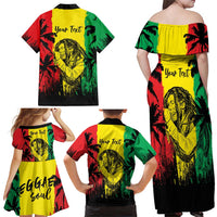 Reggae Soul B.Marley Personalized Family Matching Off Shoulder Maxi Dress and Hawaiian Shirt Tropical Grunge