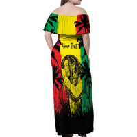 Reggae Soul B.Marley Personalized Family Matching Off Shoulder Maxi Dress and Hawaiian Shirt Tropical Grunge