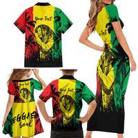 Reggae Soul B.Marley Personalized Family Matching Short Sleeve Bodycon Dress and Hawaiian Shirt Tropical Grunge