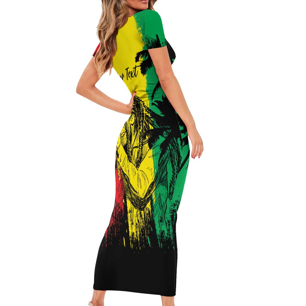 Reggae Soul B.Marley Personalized Family Matching Short Sleeve Bodycon Dress and Hawaiian Shirt Tropical Grunge